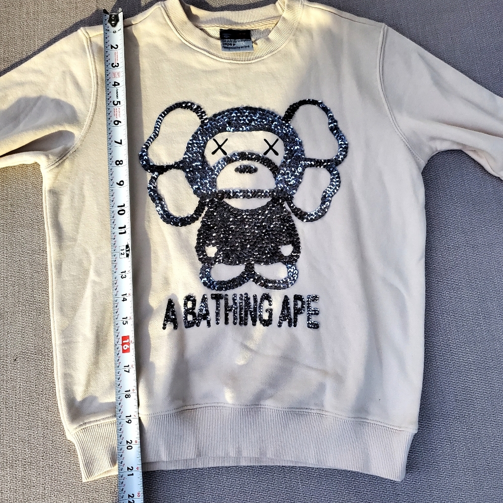 Bape Cream Crewneck Sweater with Black Graphic - Picture 6 of 7
